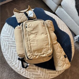 Tan Quilted Backpack